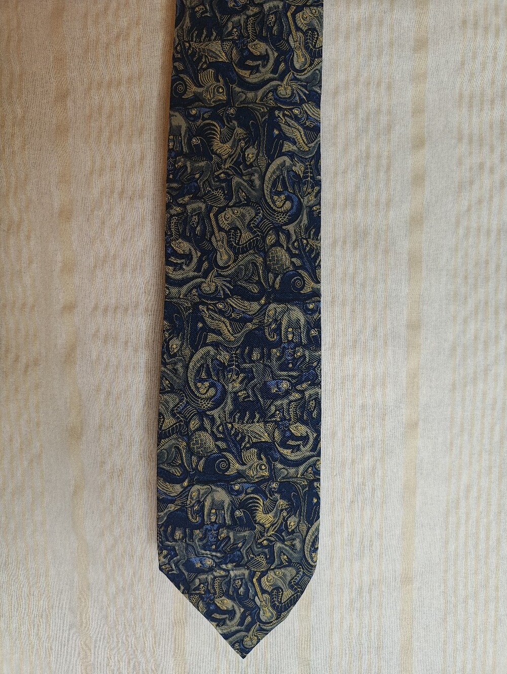 M.C. Escher Art Tie with Gold Animal Motif